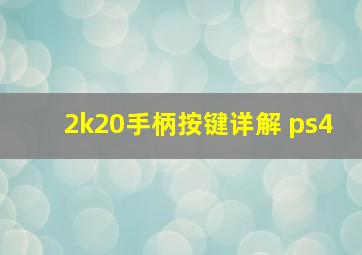 2k20手柄按键详解 ps4